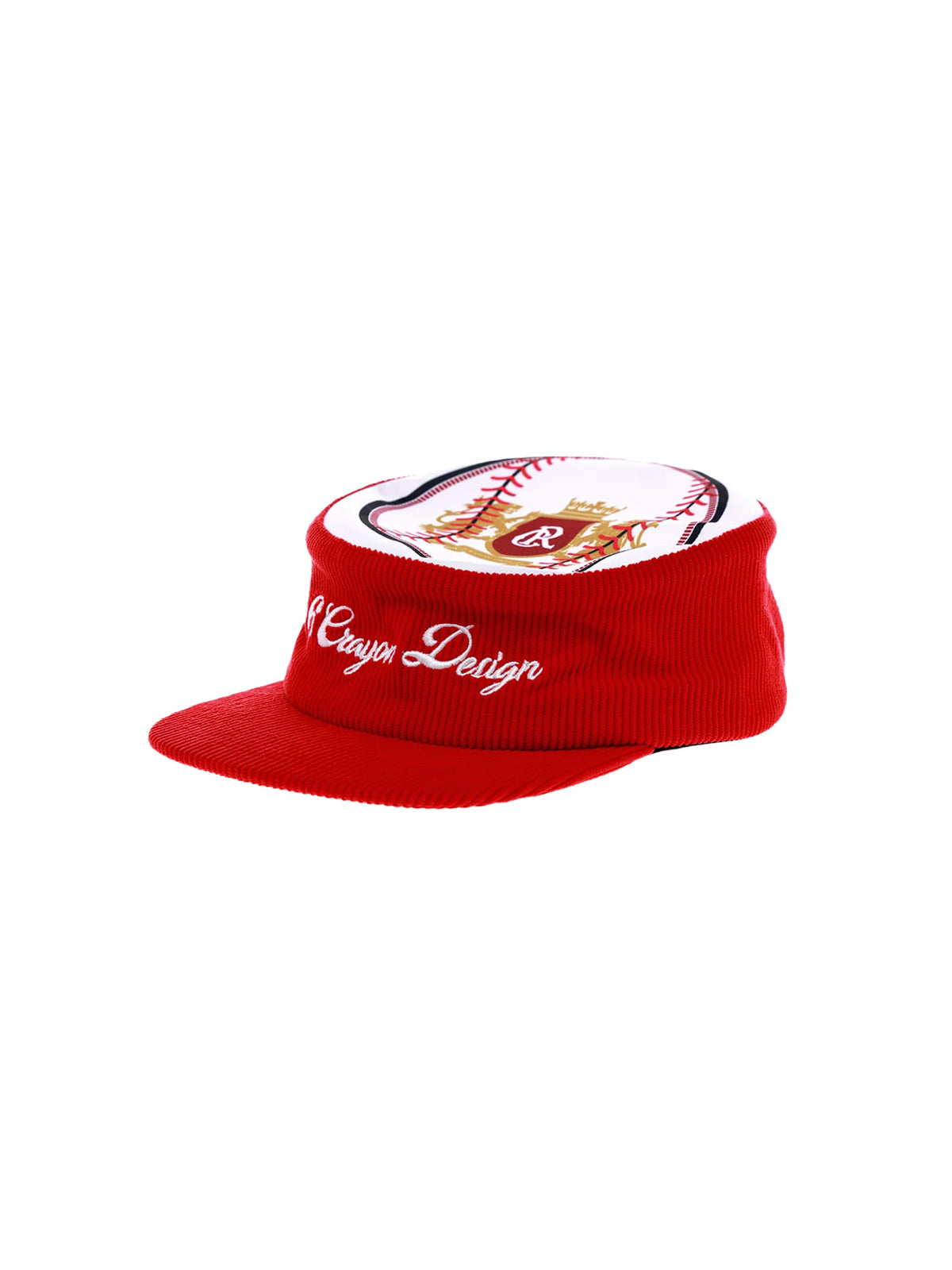 6CRAYON - Flat Top Embroidered Corduroy Patchwork Baseball Cap