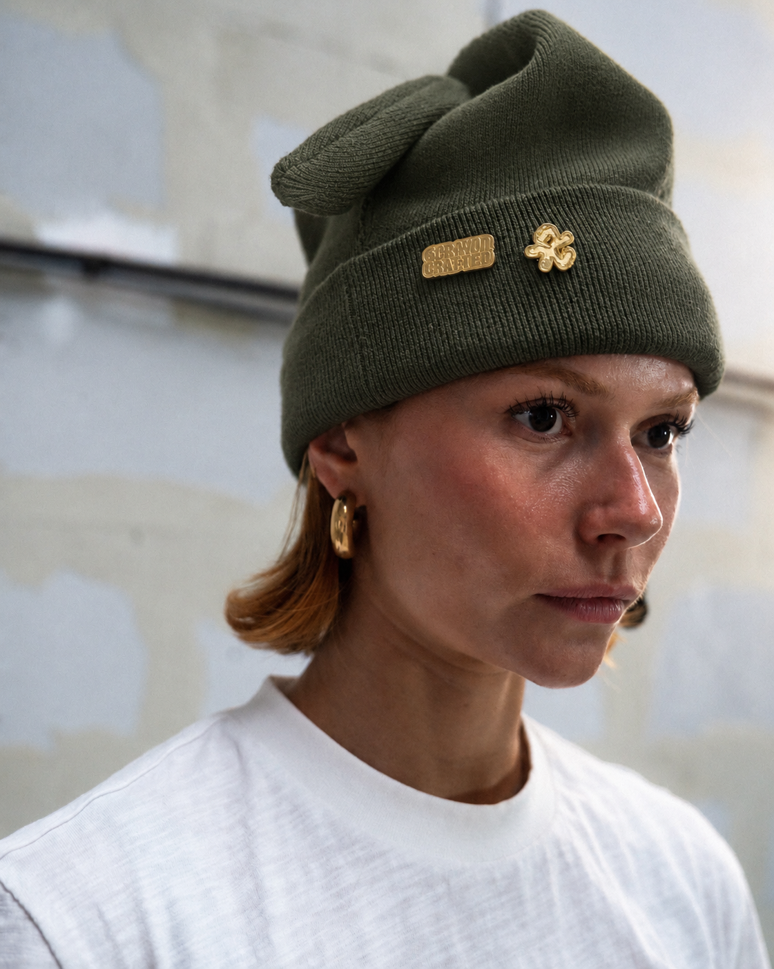 6CRAYON - Multi-Way 3-Ear Knit Beanie (Green)
