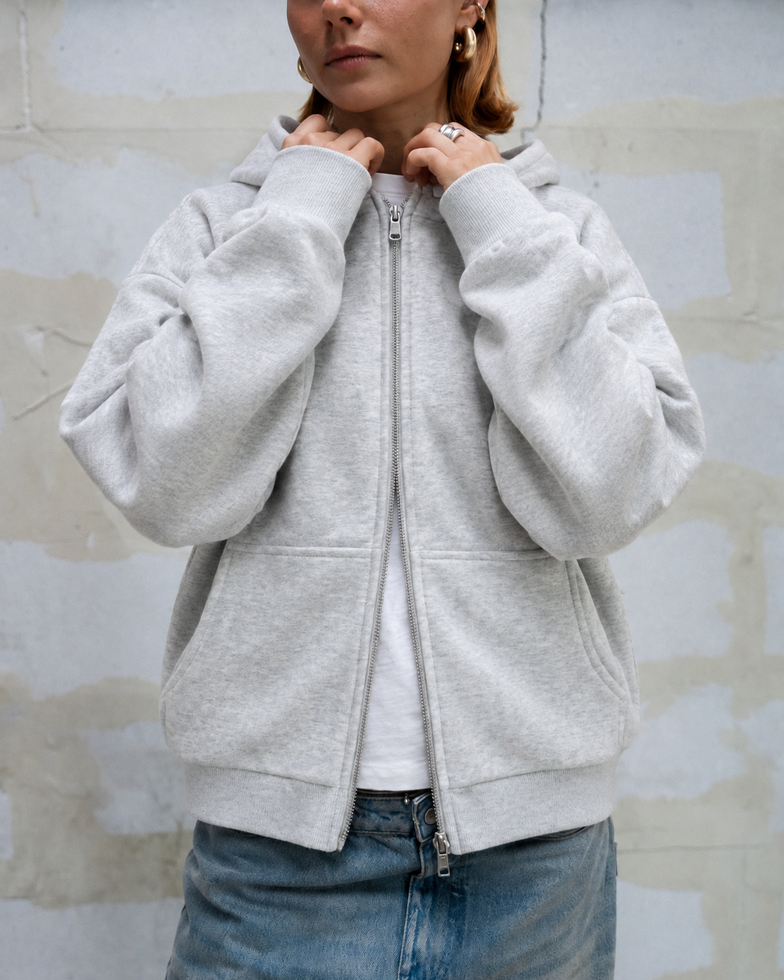 UNIFORUM - HEATHER GREY DOUBLE ZIP HOODIE