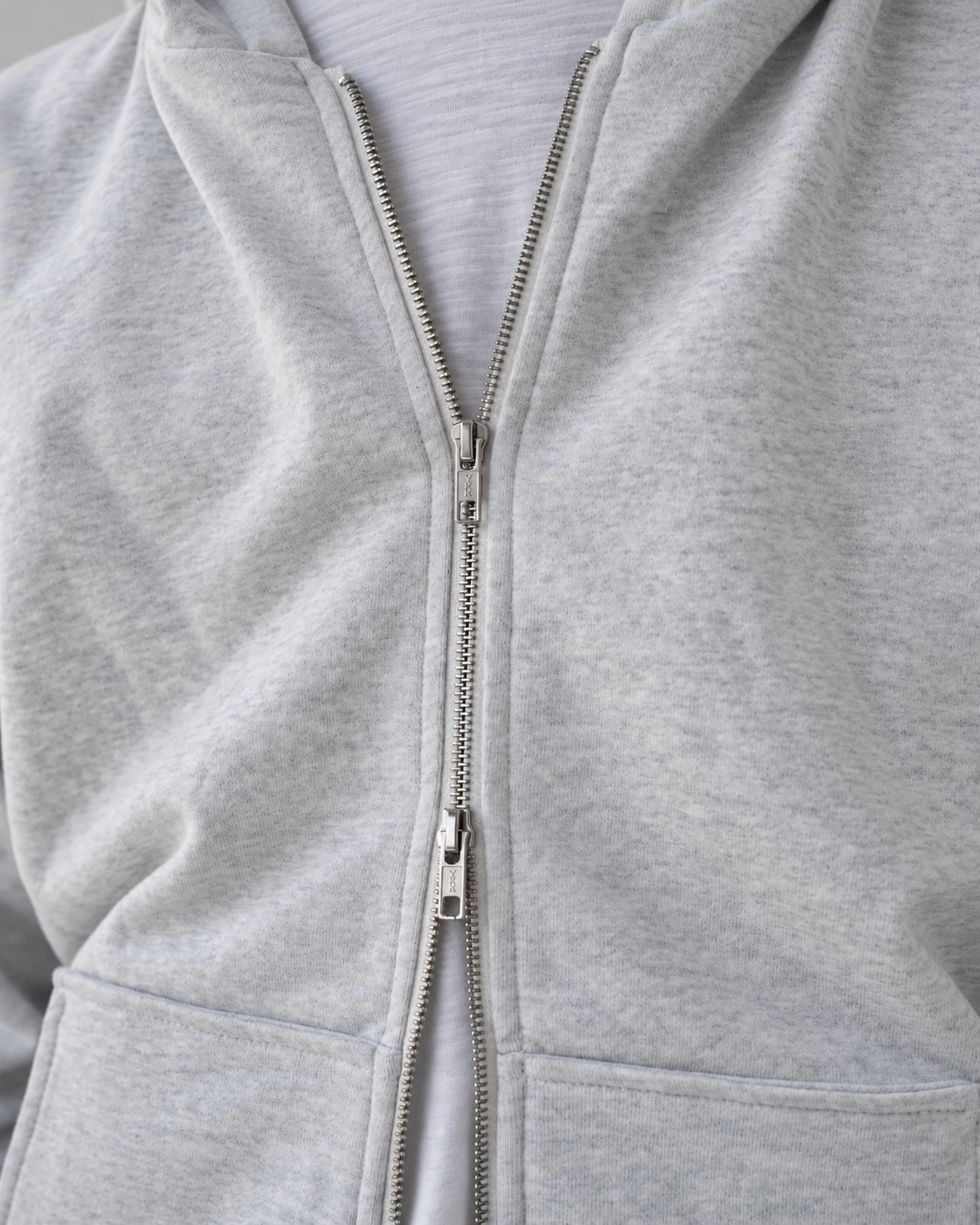 UNIFORUM - HEATHER GREY DOUBLE ZIP HOODIE