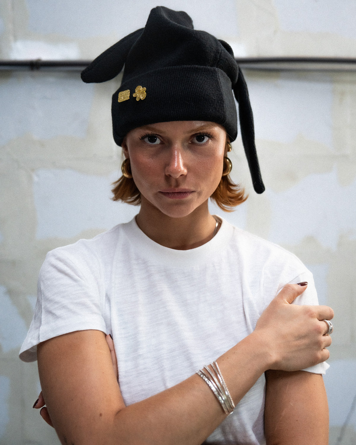 6CRAYON - Multi-Way 3-Ear Knit Beanie (Black)