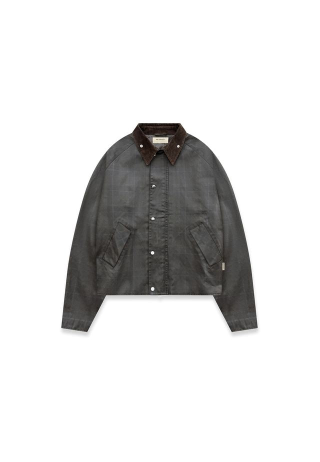 RETERNITY- CHECKERED WAXED HUNTING JACKET - DARK BLUE