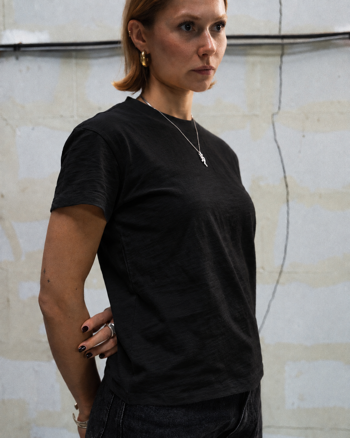 UNIFORUM - BABY TEE - BLACK SLUB COTTON