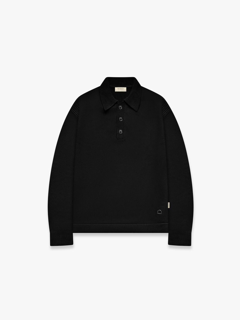 RETERNITY - LE RELIEF POLO KNIT - BLACK
