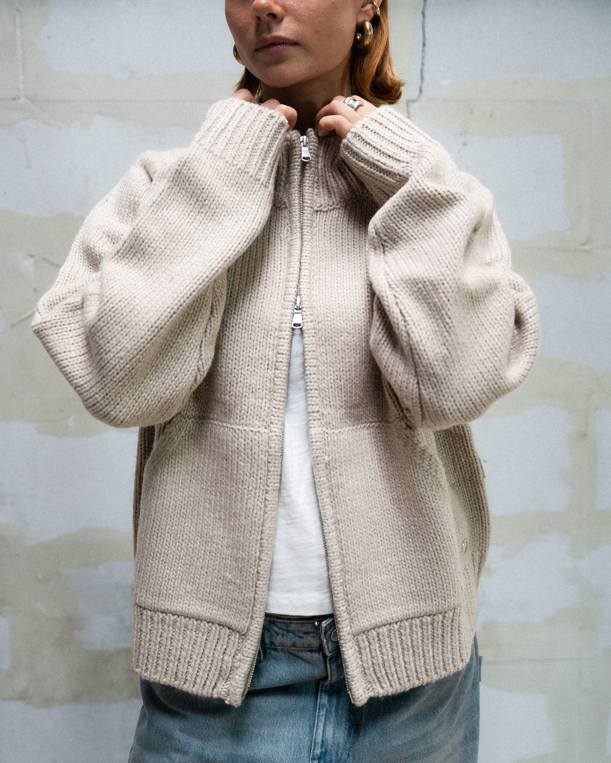 RETERNITY - ÉCLAT KNIT ZIPPER - CREME